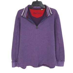 Robert Graham Waffle Knit Quarter Zip Pullover Mens Large Classic Fit Purple